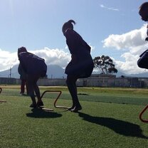 This is at the school where we taught the children sports and drama