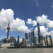 Image of the Bund area of Shanghai. The Pearl Tower and other skyscrapers are pictured. 