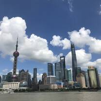 Image of the Bund area of Shanghai. The Pearl Tower and other skyscrapers are pictured. 