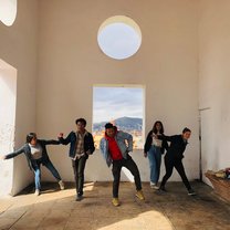 A fun movement group activity on Montjuic, Barcelona 