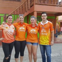 Before our first Thai football game!