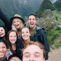 group of people at machu picchu