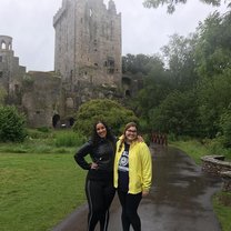 Emmy and Sam getting ready to kiss the Blarney Stone and get the gift of gab!