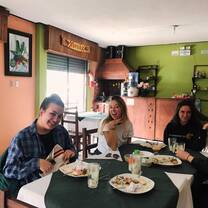 4 girls at lunch in banos, ecuador