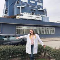 This is a picture of me in front of the hospital in Santiago in which I did all my observations.