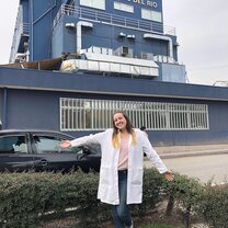 This is a picture of me in front of the hospital in Santiago in which I did all my observations.