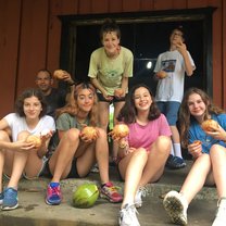 Part of our group drinking fresh coconut milk 