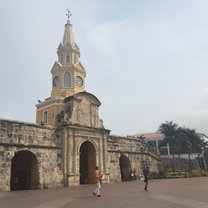The famous clock tower in Cartagena