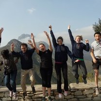 Jumping with classmates on the Garden Route trip