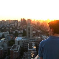 Watching the sunset on a rooftop in Shanghai