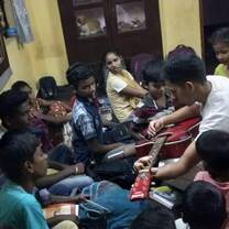 Explaining the parts of  the guitar at the Evening Tution