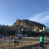 View of the Castillo de Santa Barbara from Playa Postiguet