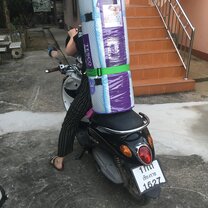 Our lovely home in northern Thailand. We loved out bikes! We used them to get around and to transport absurd items.