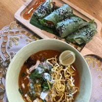 Took a cooking class while there! Made traditional northern soup Khao Soi and fresh Thai spring rolls