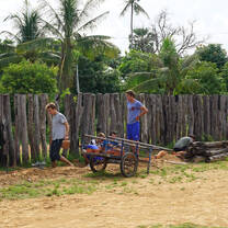 Volunteers working on construction project