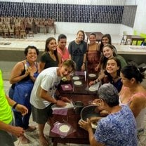 Teen group with Costa Rican mamas make tortillas