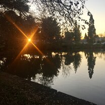 Sunset over one of the campus lakes