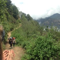 friends supporting each other on the trek 