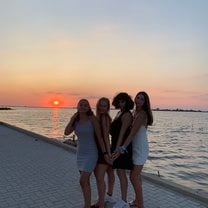 my travel group and I near our hotel in lefkada