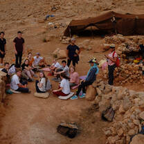 Having tea with nomads after a hike up the mountains