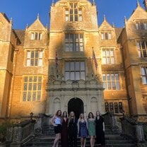 My friends and I outside of the abbey before one of our formal dinners. 