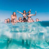 My group and I taking a day off from service and swimming in the beautiful water. It really looked like this!!