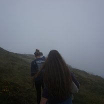 Walking along the peaceful path while out for a misty morning stroll on Cape Clear Island.