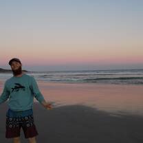 The sunset painted the wet sand with amazing pastel hues.