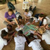 Here, my group and I are teaching the local children at Corazone a Corazone about the dangers of plastic in our oceans. We relied mostly on our drawings, due to language barrier.