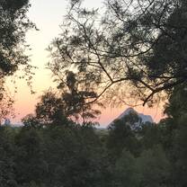 The sunrise over the glasshouse mountains from the base house. 