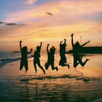 Last night!  This was taken at a beautiful sunset at the beach on one of our last nights!