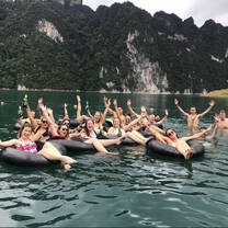 Tubing at the Floating bungalows 