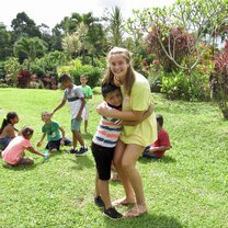Picture break at camp!  This is me and one of the campers during a camp!