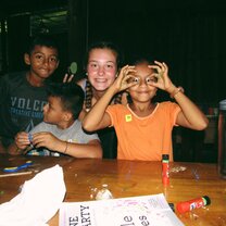 Arts and Crafts!  This was taken of me and a few campers during arts and crafts at camp!!