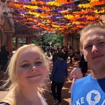 The umbrella walk way in Everland Amusement Park 