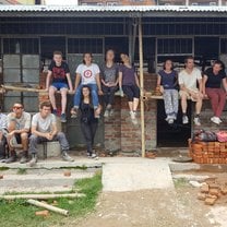 Volunteers at build site