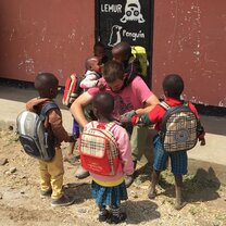 Volunteer with the little kids