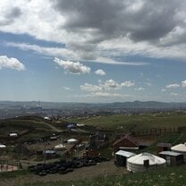 A view of some "yurts" near Ulaanbaatar