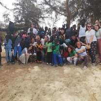 A picture of me and the volunteers with the locals in Senegal.
