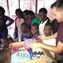 Jonathan Lucas volunteer from UK, donating to our centre