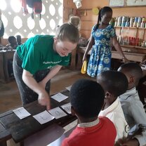 This is a photo of me teaching the class two students.