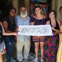 Summer 2019 students with local artist