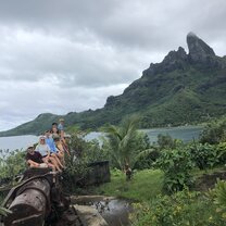 Explorin' Bora Bora The group on a WWII cannon in Bora Bora