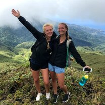 Skye and me on top of a mountain in St. Vincent and the Grenadines
