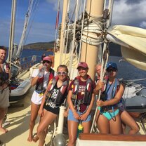 On deck by the staysail while underway