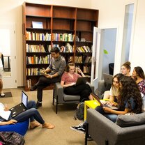 Studying in a library