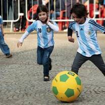 kids playing soccer in Argentina.