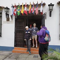 Team leaving hotel for Sagrada Familia Every morning we would eat breakfast, hold a quick planning session and pile out of the hotel to be driven to our service location.