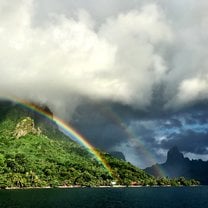 View of Moorea, French Polynesia after a rainstorm
