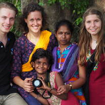 Volunteers and children